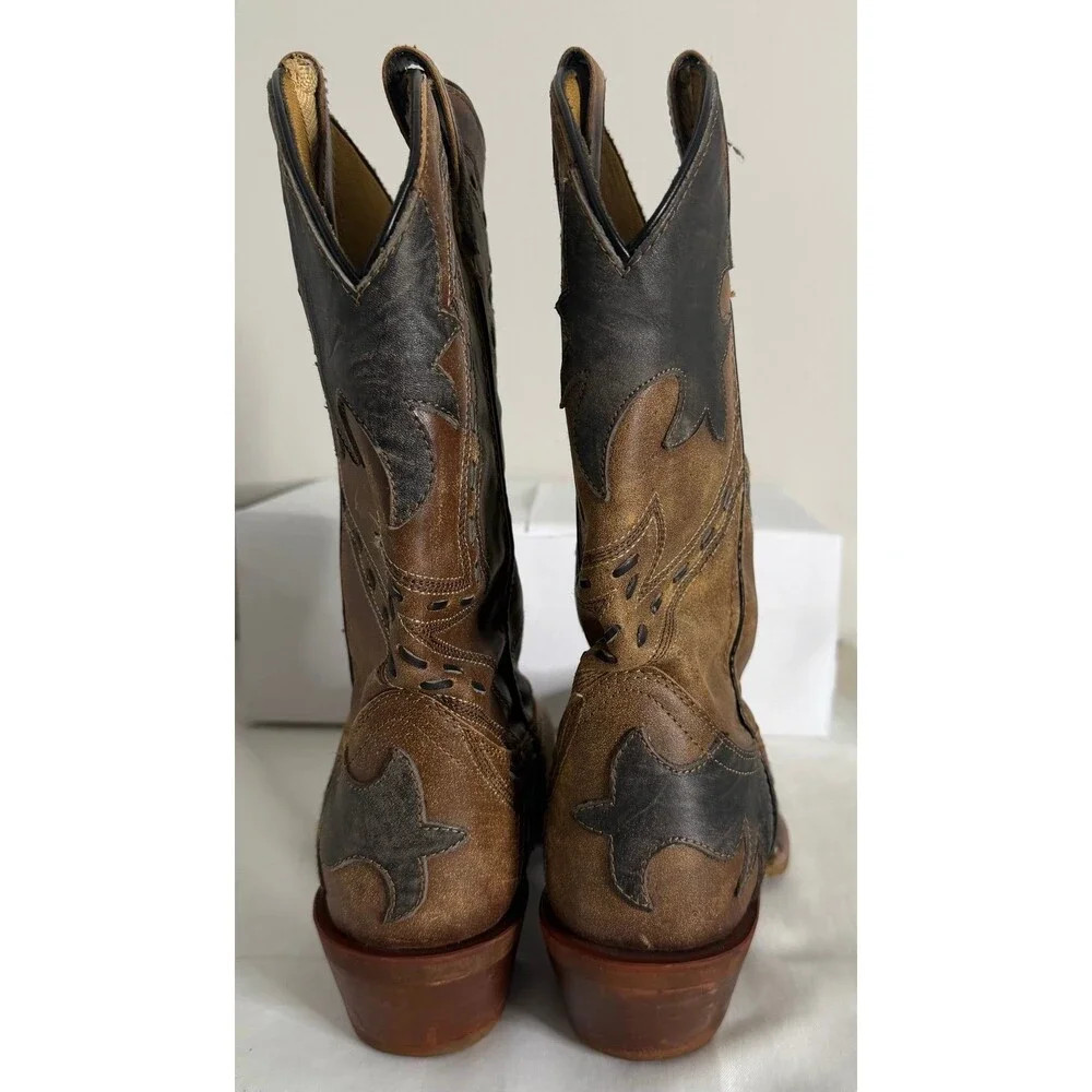 Laredo Porter Men's Tan Leather Western Boots Snip Toe Size 10D